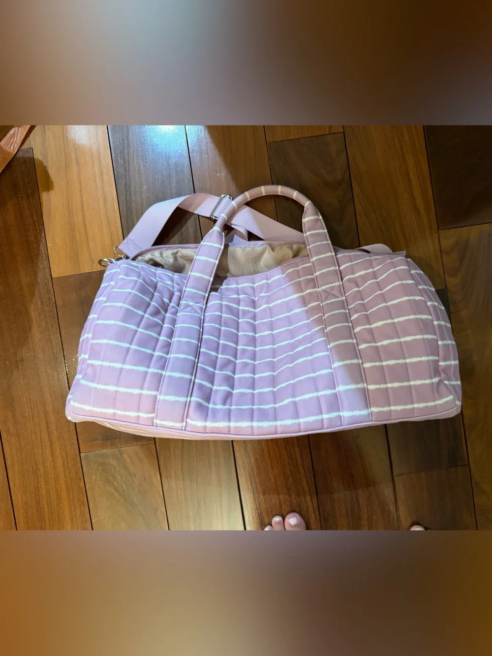 Small Quilted Pink Striped Tote Bag - girls